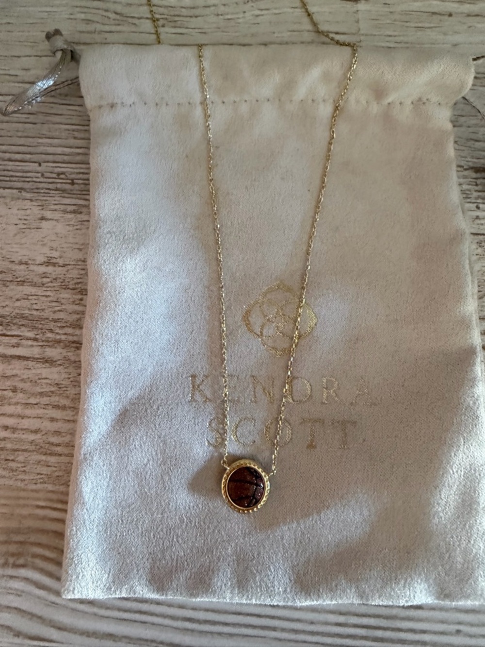 Kendra Scott Gold Basketball Charm Necklace in Glittering Copper - Picture 7 of 9